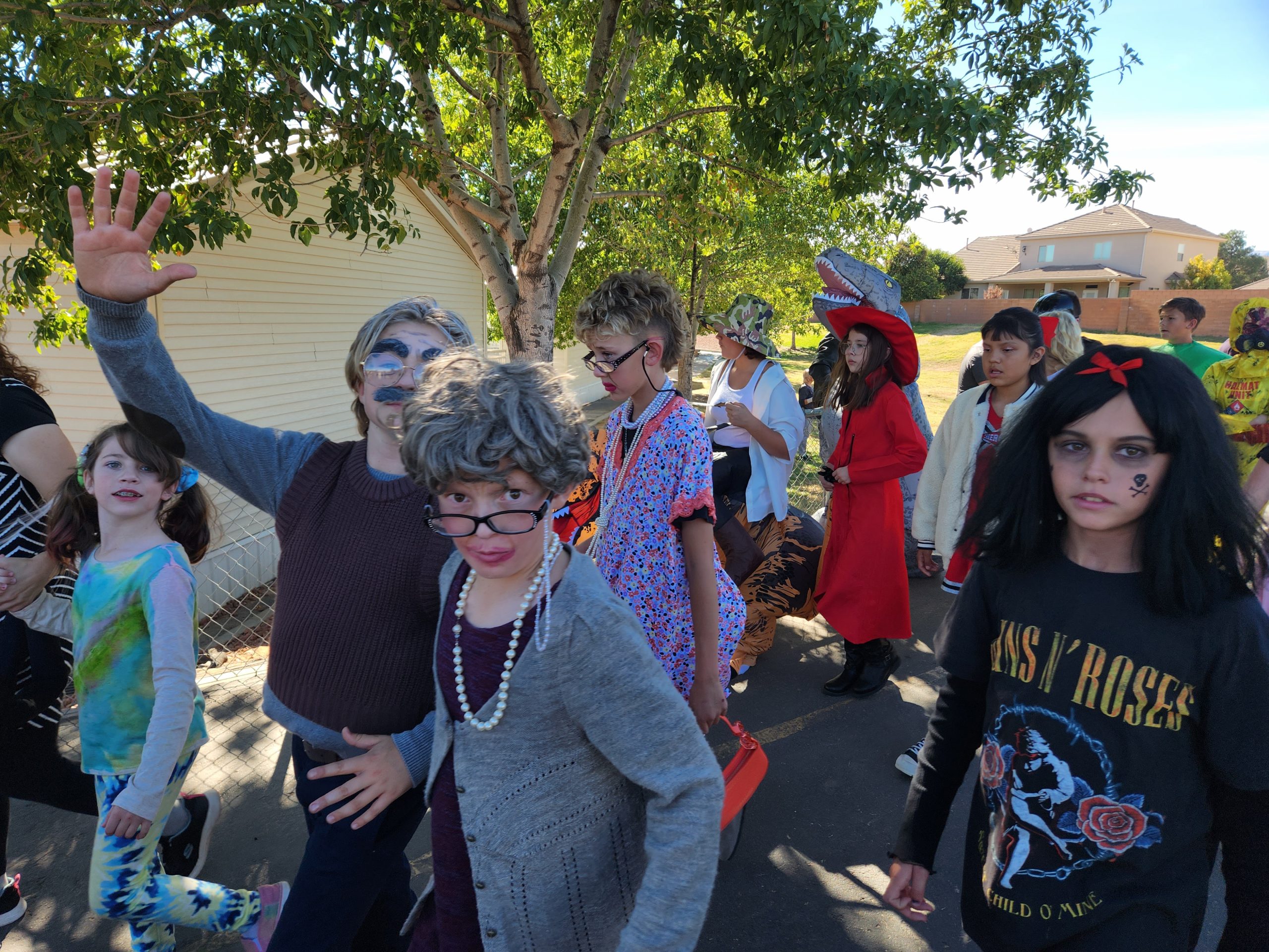 Students outside for the 2023 Halloween Parade. 