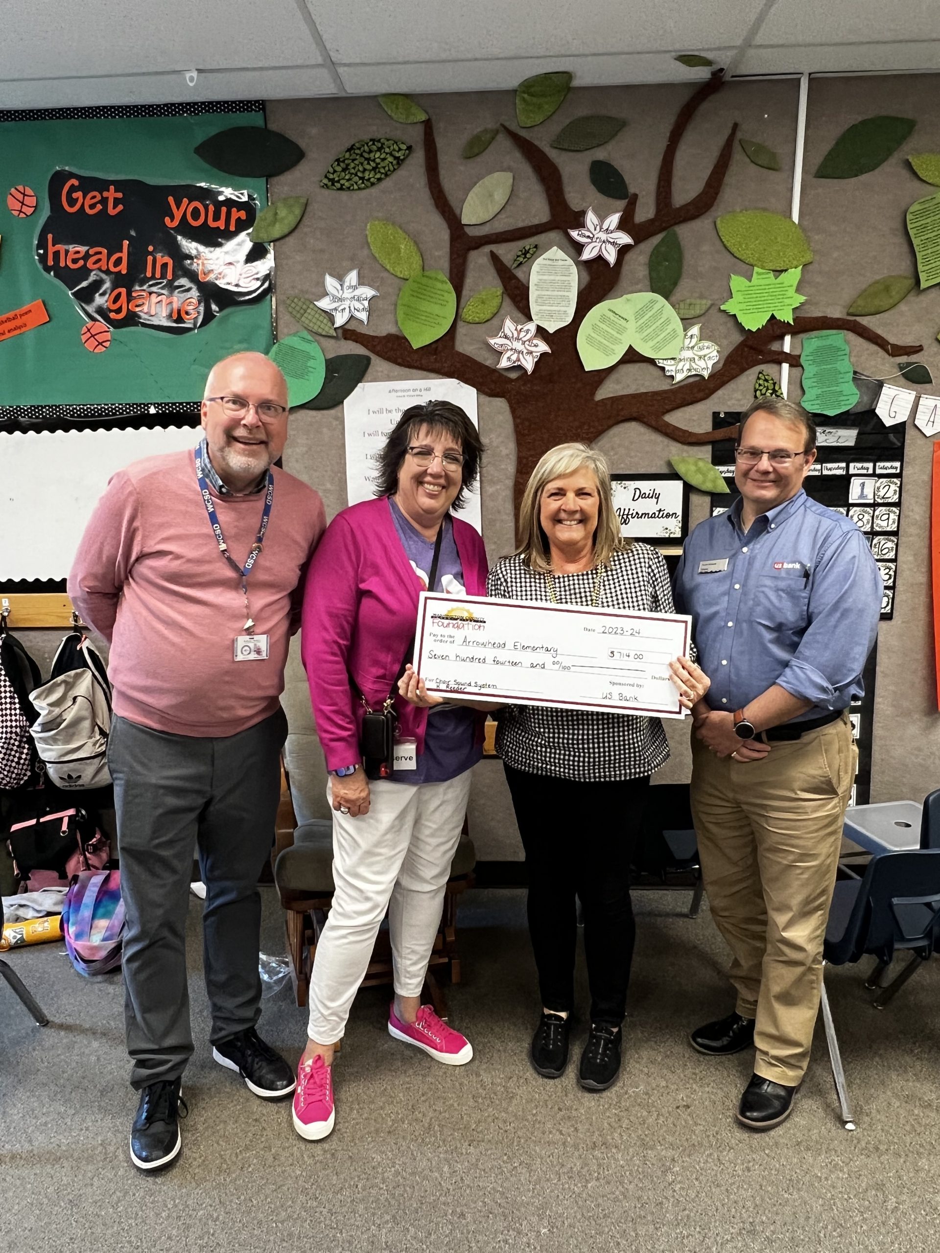Mrs. Reeder and Mrs. Heki received a Foundation Grant for the 2023-24 school year. Thank you, US Bank, for the sound system for our school choir.