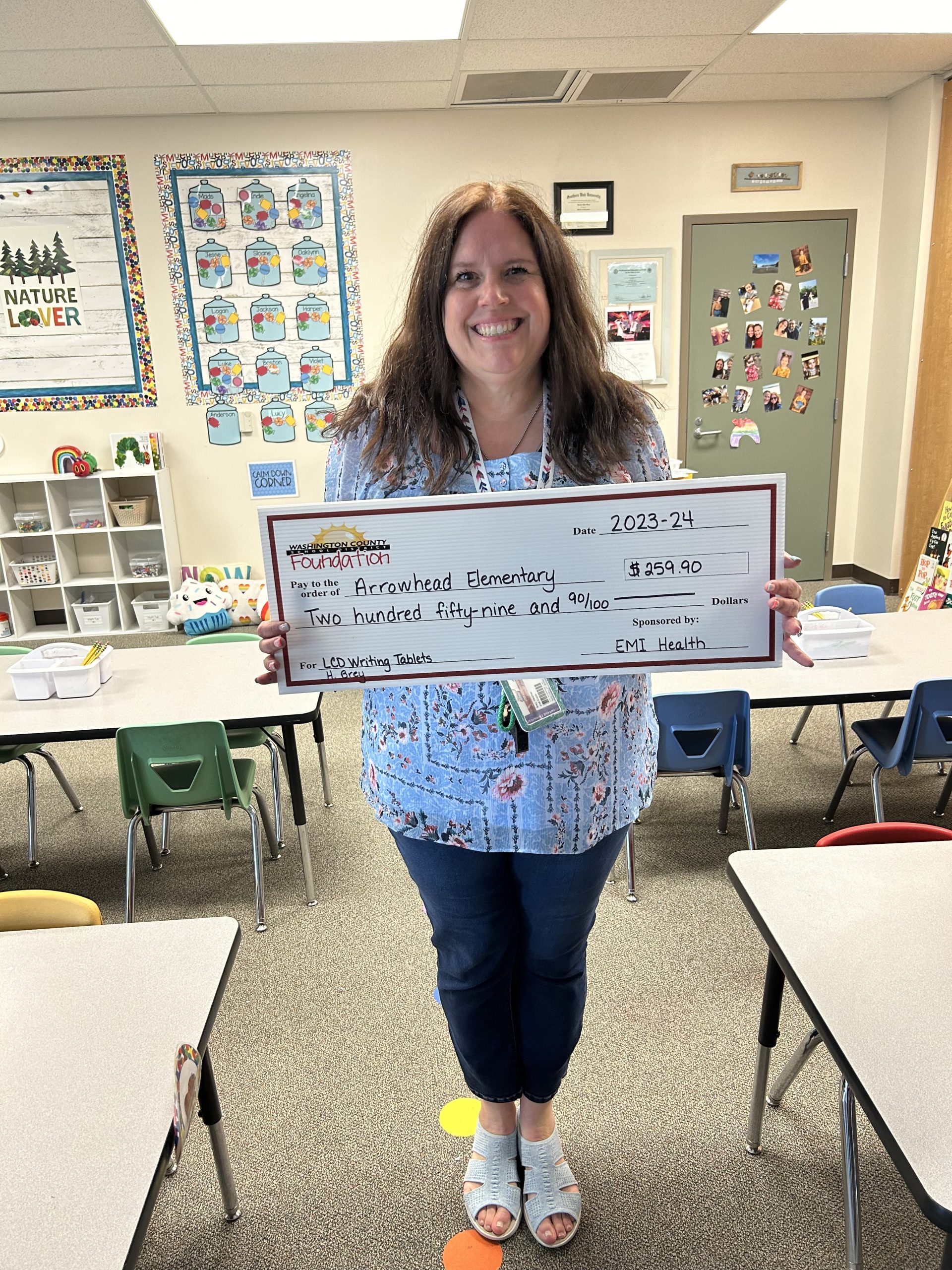 Ms. Brey received a Foundation Grant for the 2023-24 school year. Thank you, EMI Health, for the new LCD writing tablets for our classroom.