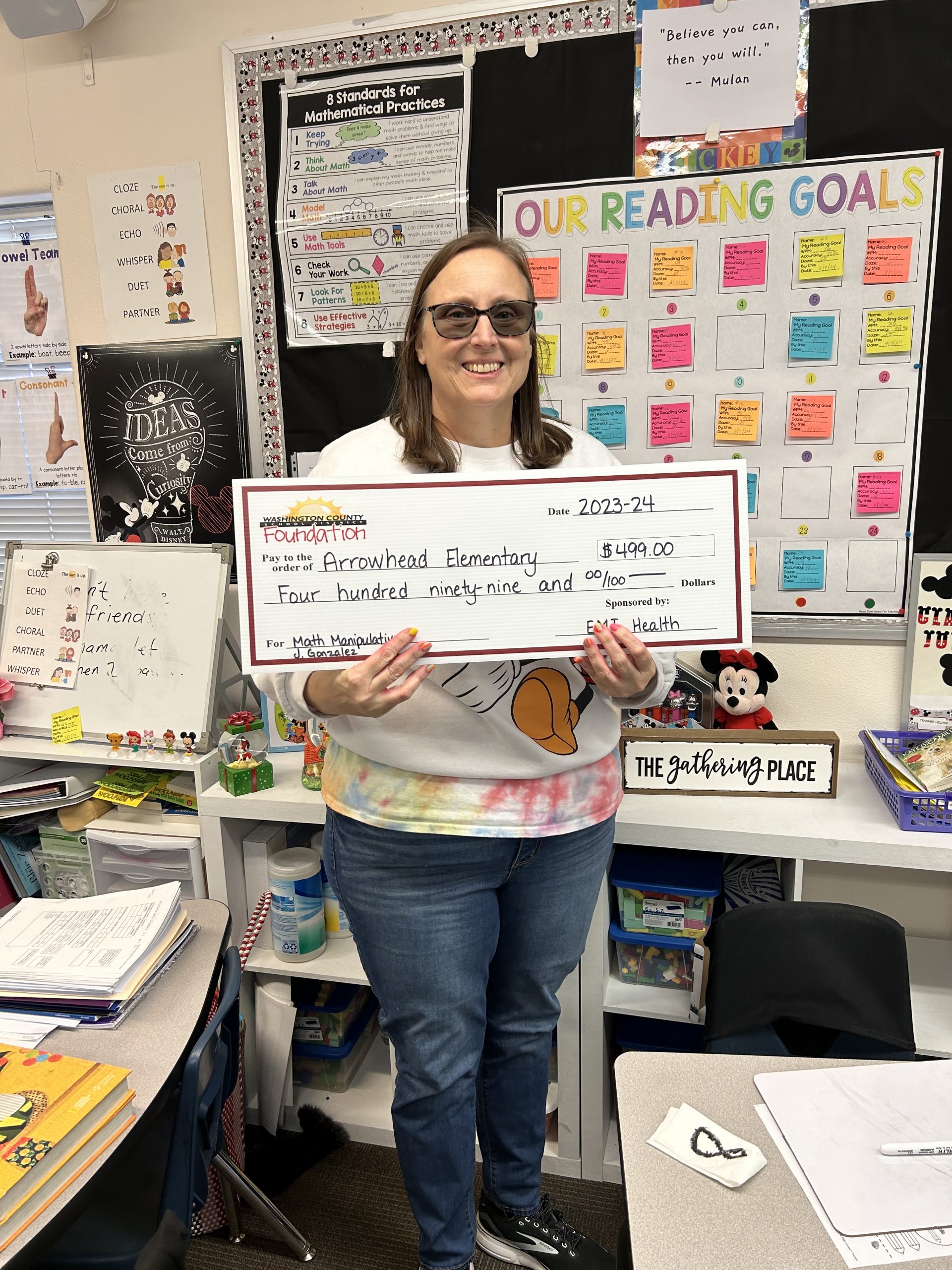 Mrs. Gonzalez received a Foundation Grant for the 2023-24 school year. Thank you, EMI Health for the new math manipulatives for our class.