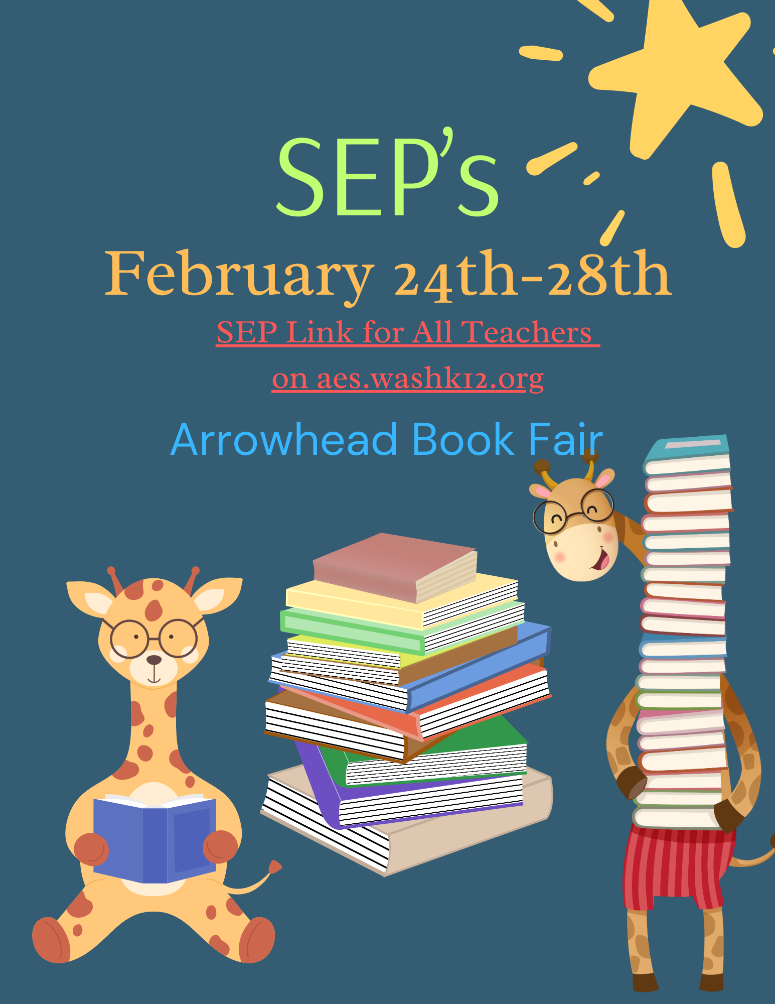 Flyer for SEP's February 24th-28th 2025 and Book Fair during the same week. 