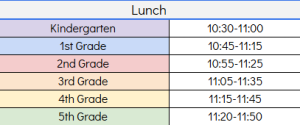 Friday Lunch Schedule